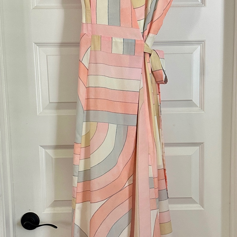 Hutch Pastel Striped Wrap Midi Dress